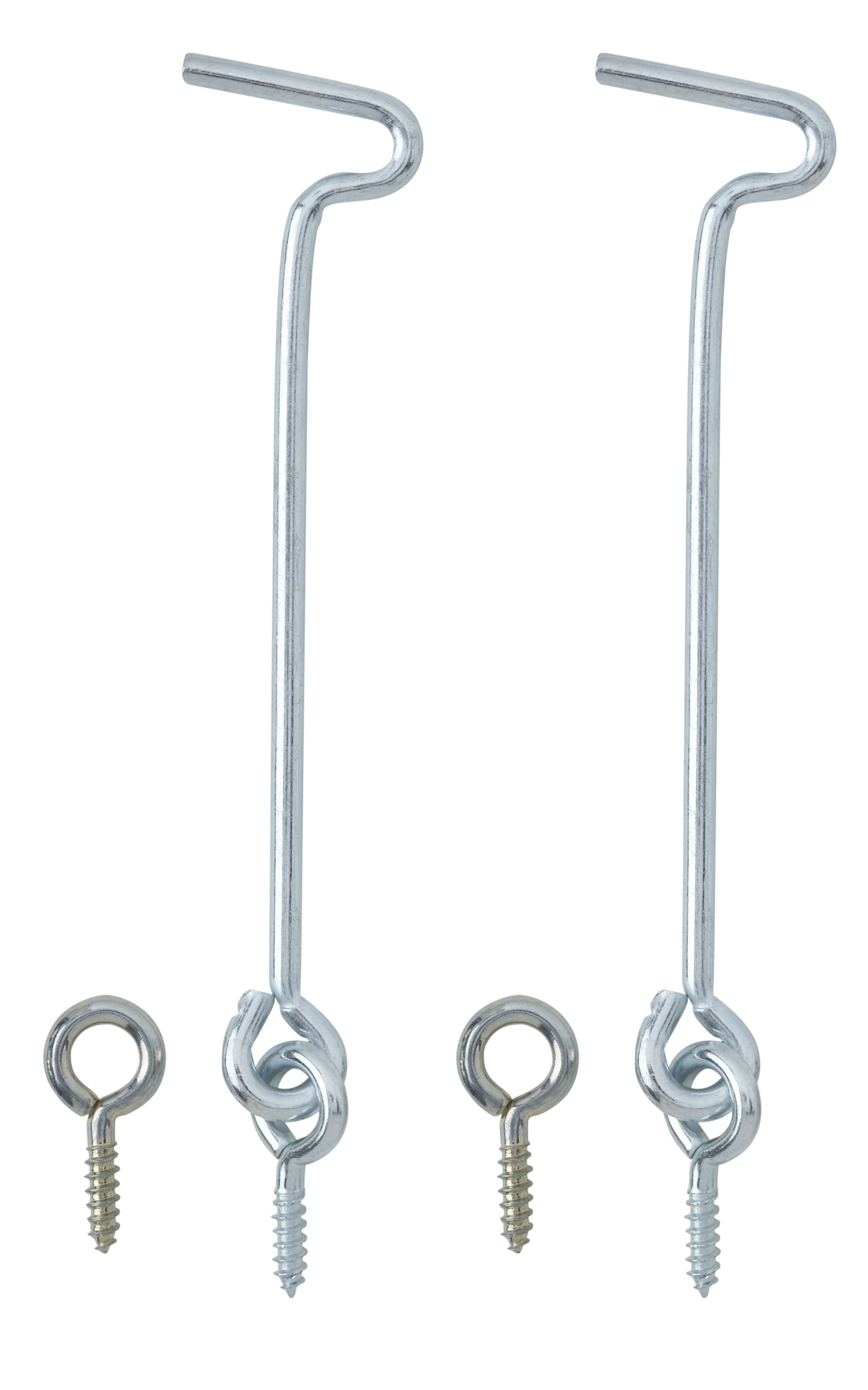 Zinc-plated Metal Gate hook & eye (L)100mm, Pack of 2