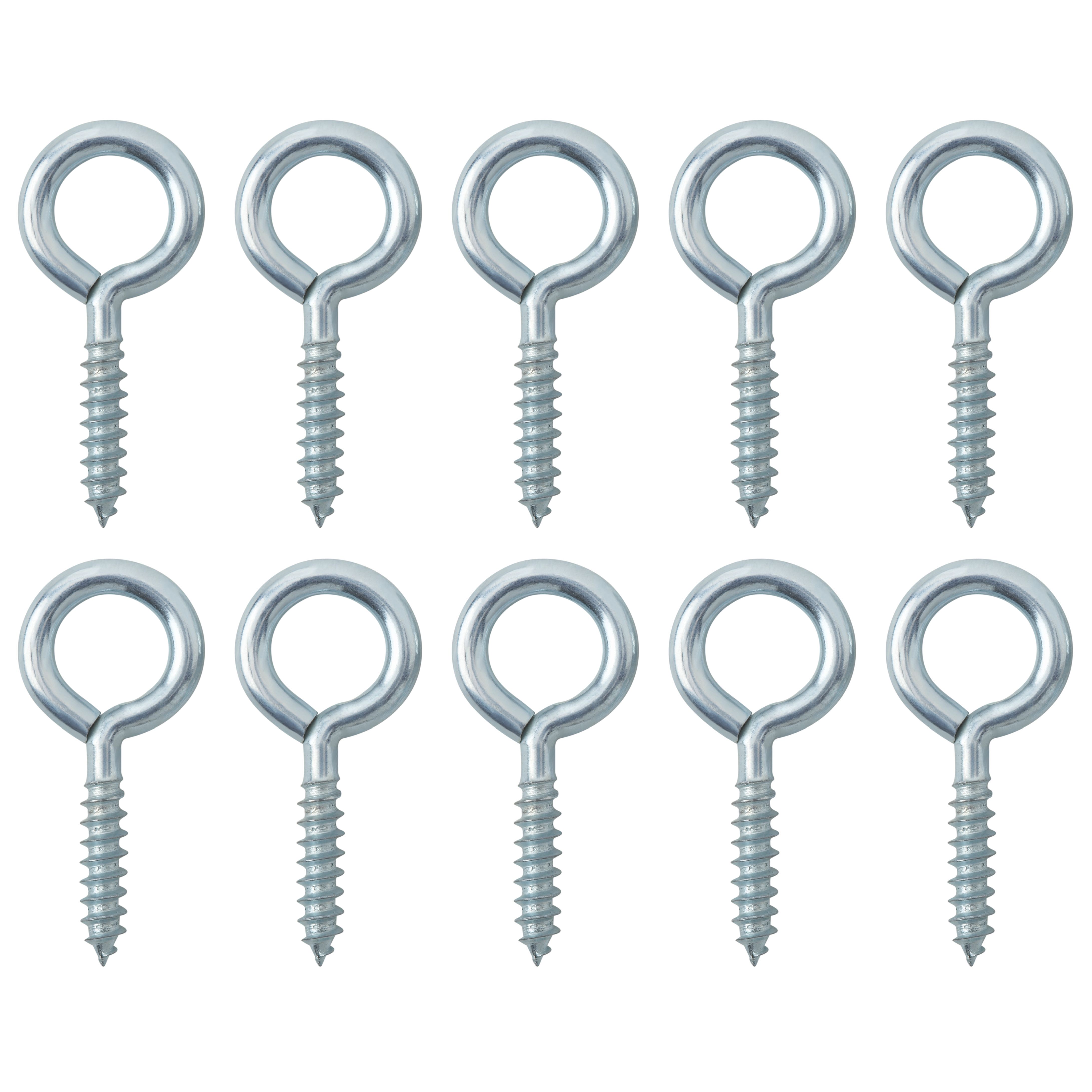 Zinc-plated Metal Medium Screw eye (L)30mm, Pack of 10