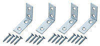 Zinc-plated Mild steel Corner bracket (H)1.5mm (W)41.5mm (L)40mm, Pack of 4