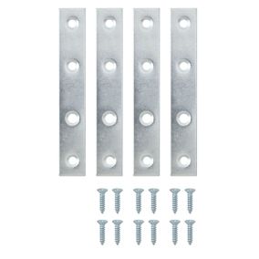 Zinc-plated Steel Mending plate (L)100mm (W)16mm (T)1.4mm, Pack of 4