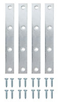 Zinc-plated Steel Mending plate (L)125mm (W)16.2mm (T)1.5mm, Pack of 4