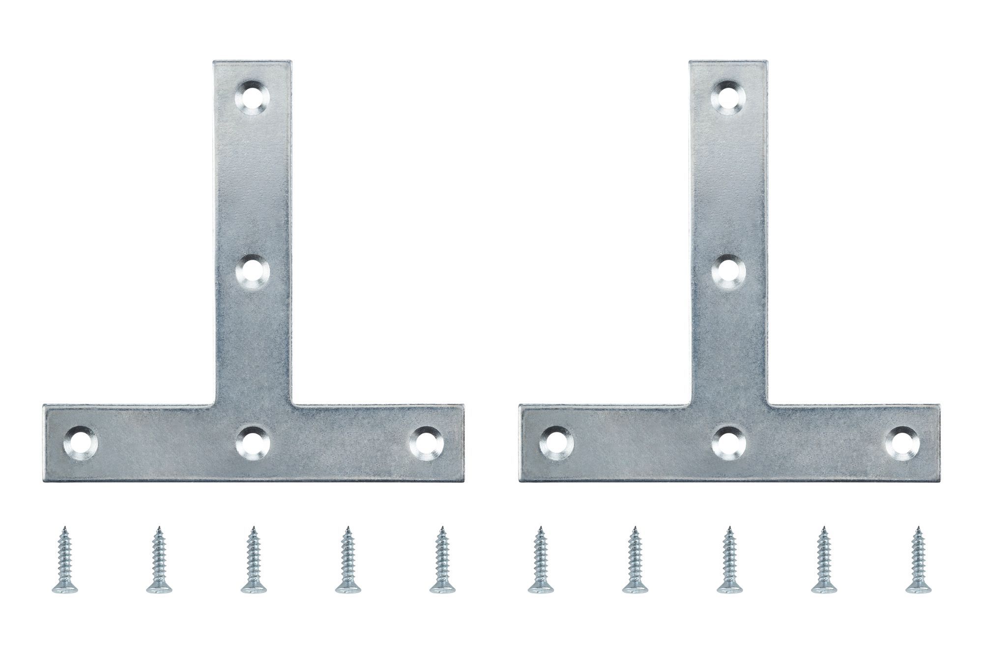 Zinc-plated Steel Tee Plate (L)100mm (W)100mm (T)2mm, Pack Of 2 | DIY ...