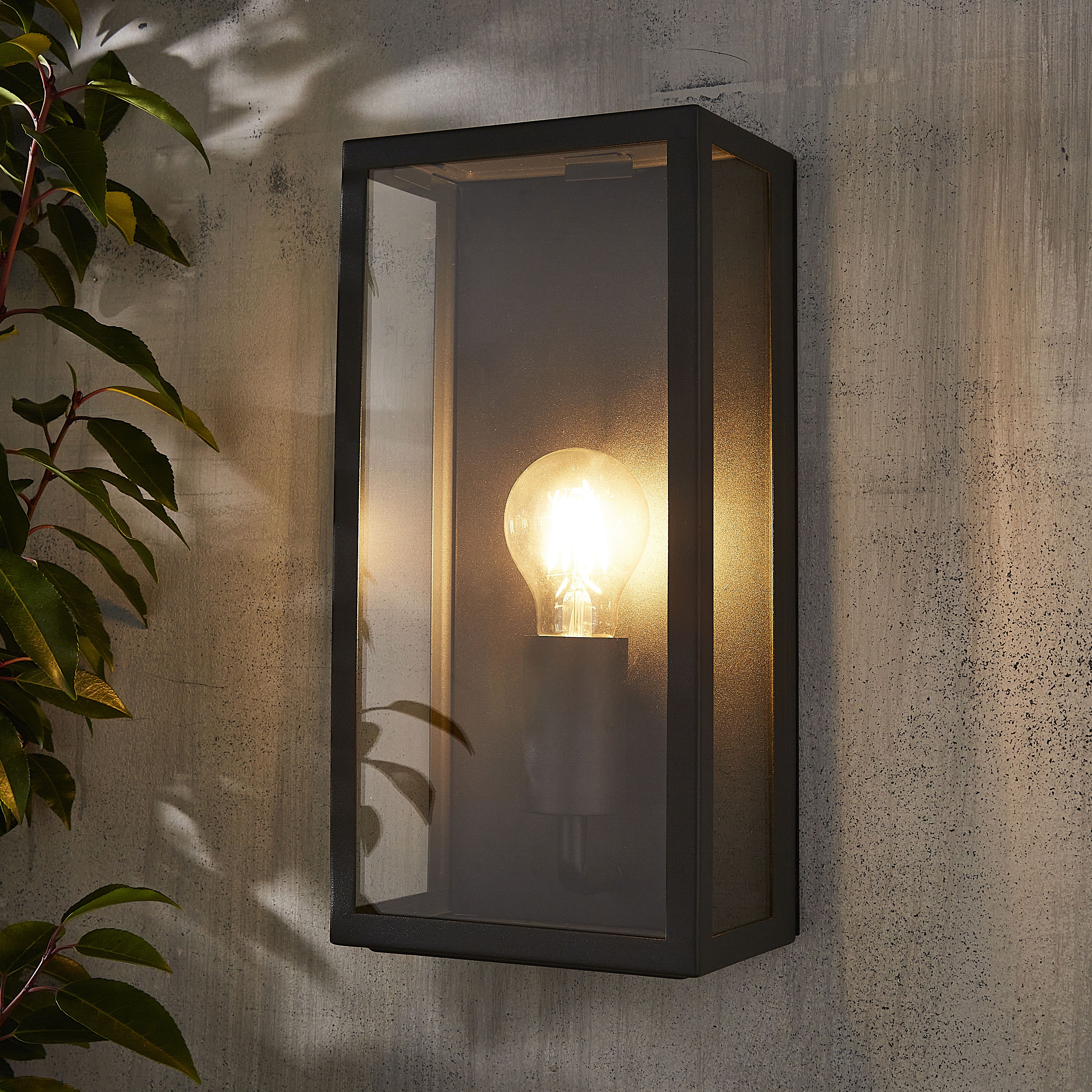 Zinc Thora Fixed Matt Anthracite Mains-powered LED Outdoor Box ON/OFF Wall light (Dia)16cm