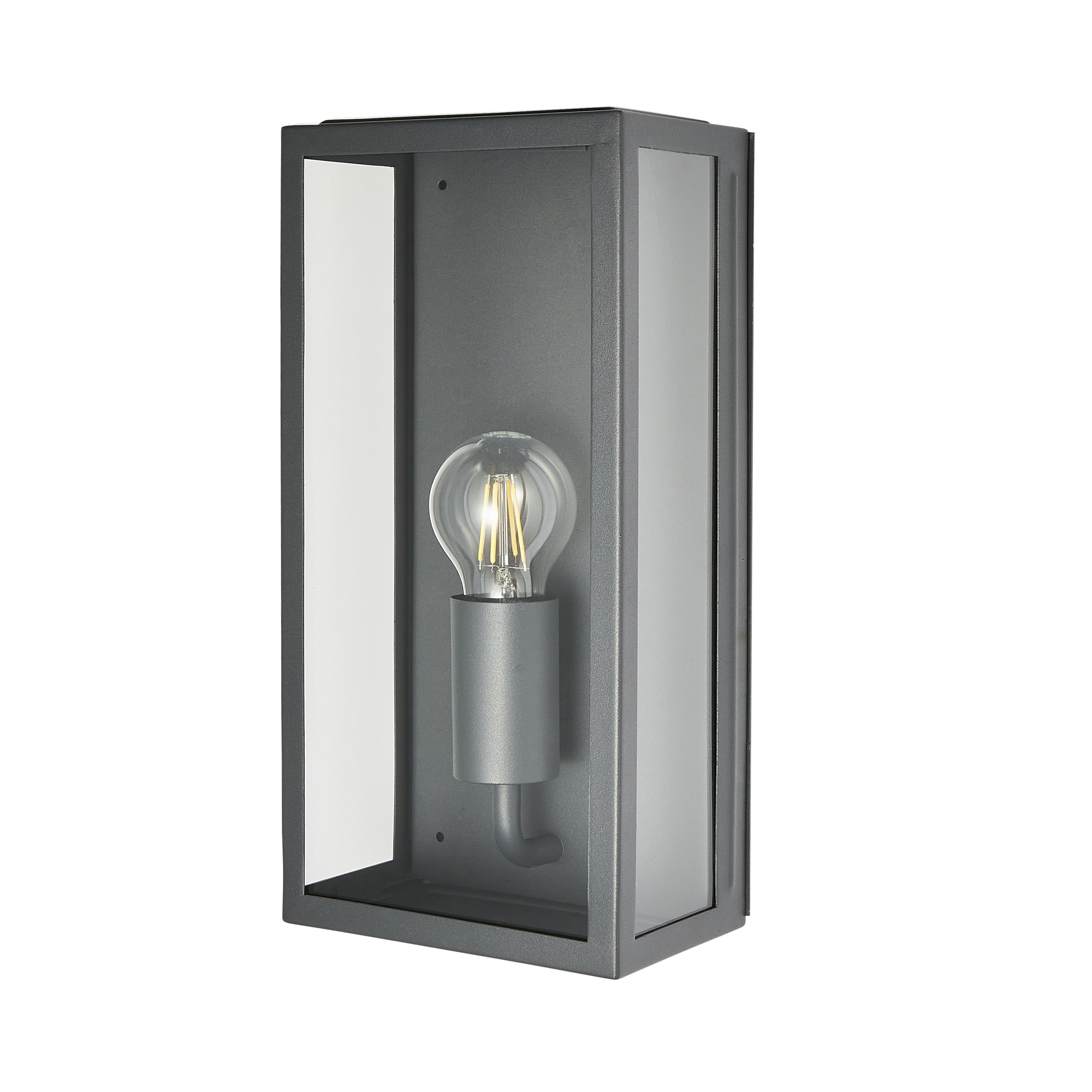 Zinc Thora Fixed Matt Anthracite Mains-powered LED Outdoor Box ON/OFF Wall light (Dia)16cm