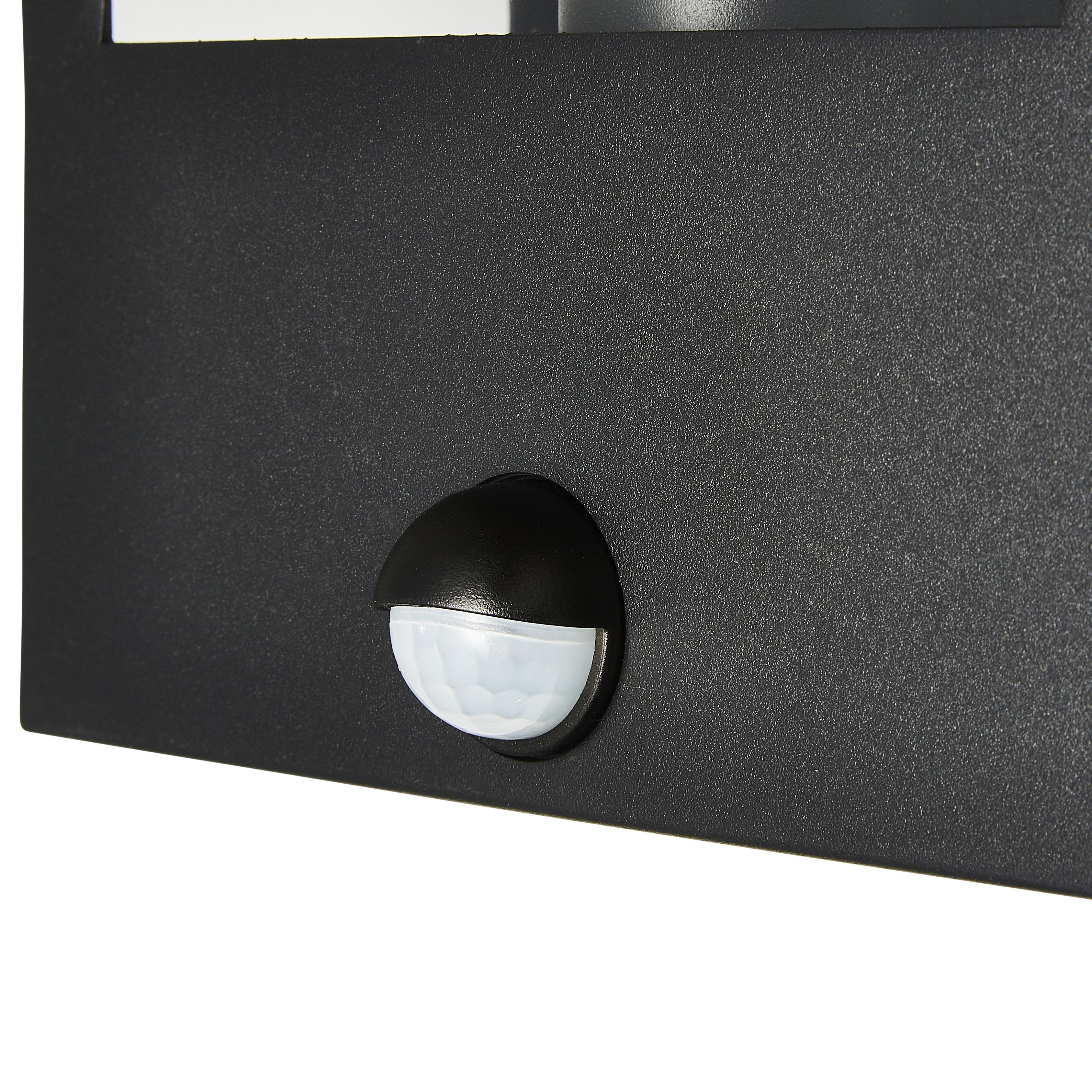 Zinc Thora Fixed Matt Black LED PIR Motion sensor Outdoor Box Wall light 10W