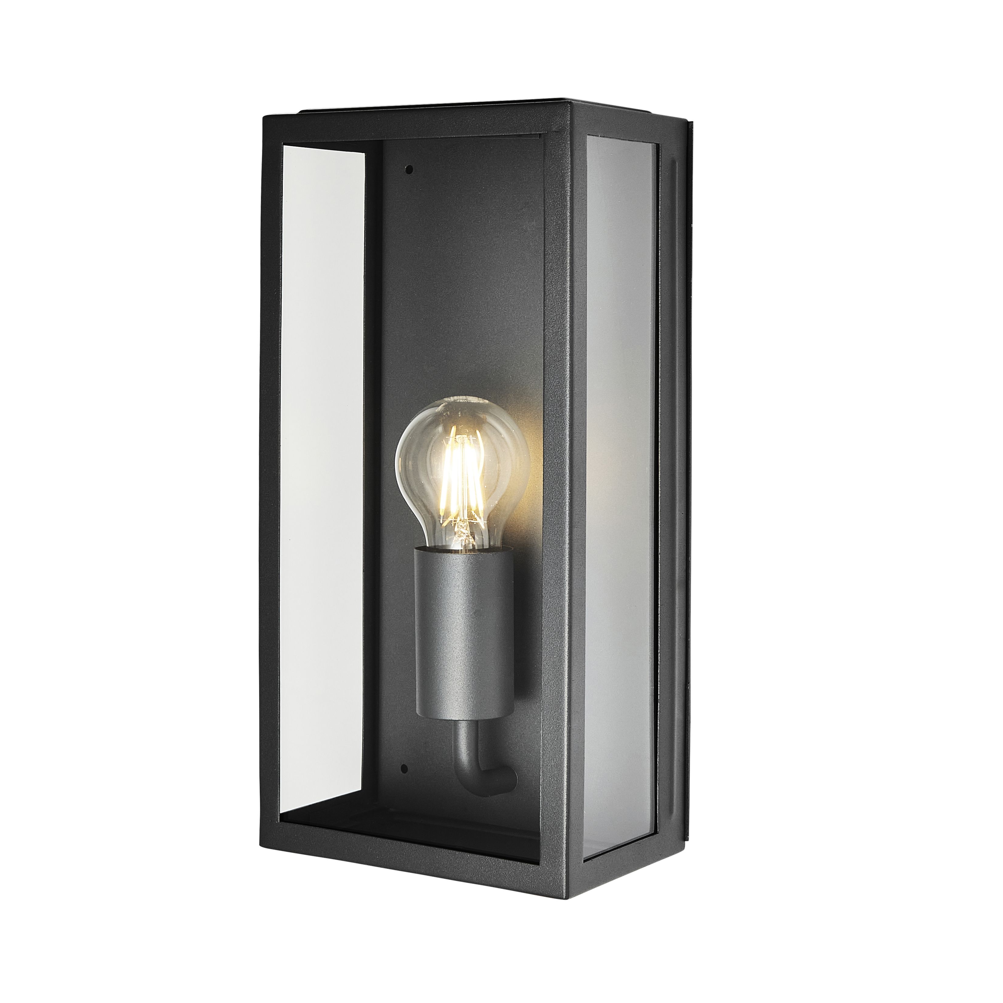 Zinc Thora Fixed Matt Black Mains-powered LED Outdoor Box ON/OFF Wall light (Dia)16cm - 3