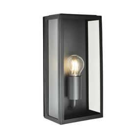 Zinc Thora Fixed Matt Black Mains-powered LED Outdoor Box Wall lantern (Dia)10cm