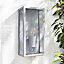 Zinc Thora Fixed Matt silver effect Mains-powered LED Outdoor Box Wall lantern (Dia)10cm