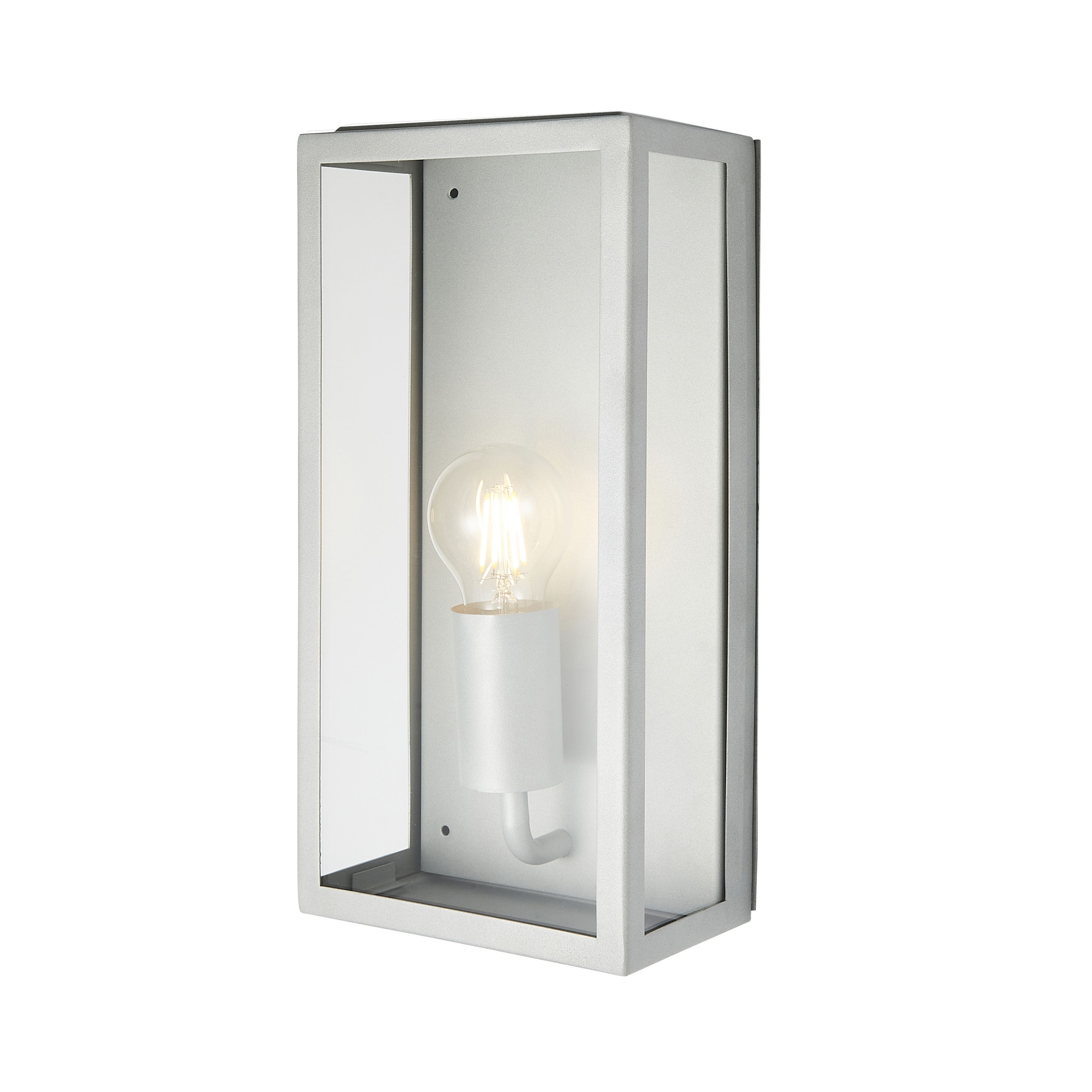 Zinc Thora Fixed Matt Silver effect Mains-powered LED Outdoor ON/OFF Wall light (Dia)16cm