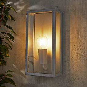 Zinc Thora Fixed Matt Silver effect Mains-powered LED Outdoor ON/OFF Wall light (Dia)16cm
