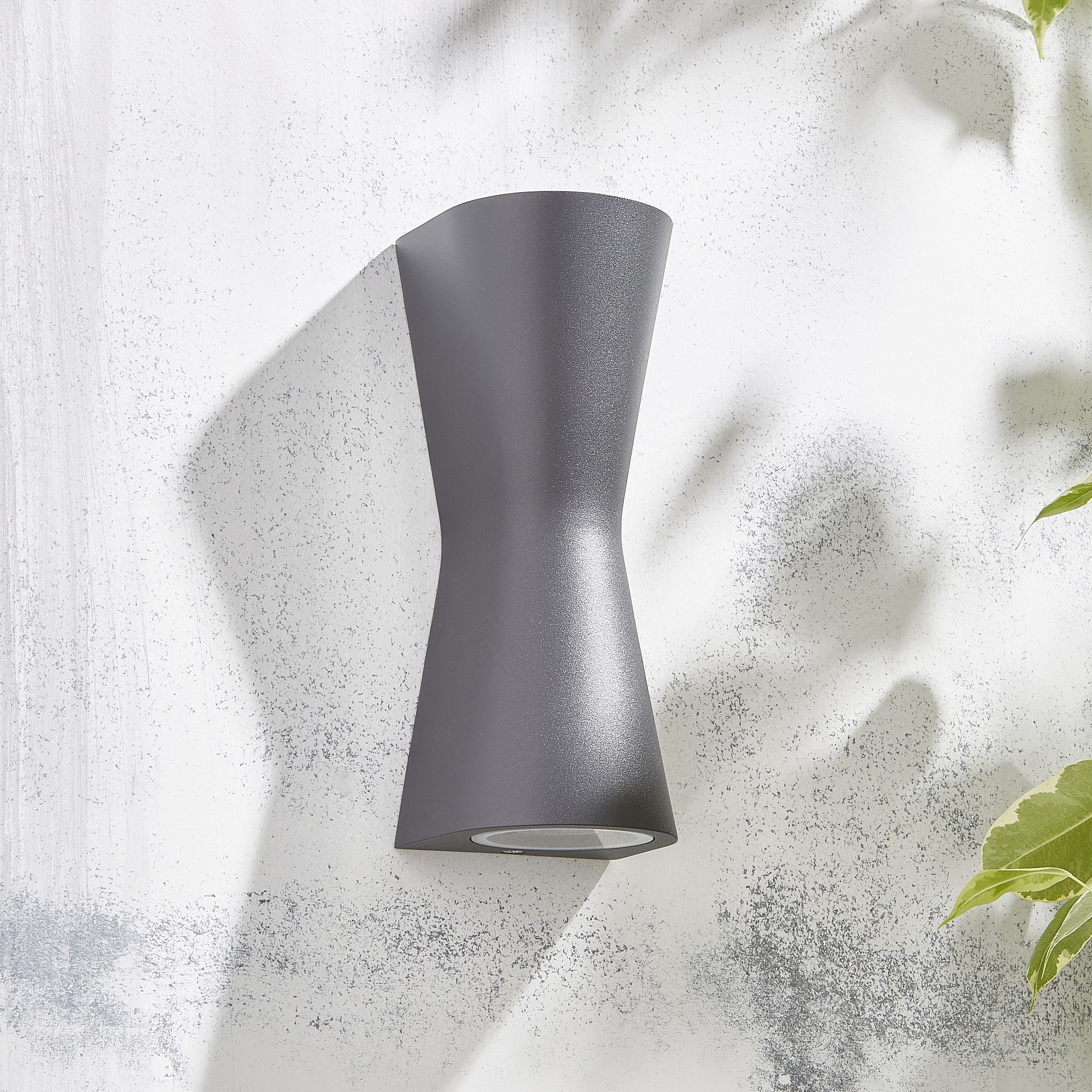 Zinc Vanir Fixed Matt Anthracite Charcoal effect Mains-powered LED Outdoor Cone Wall light (Dia)8cm - 4