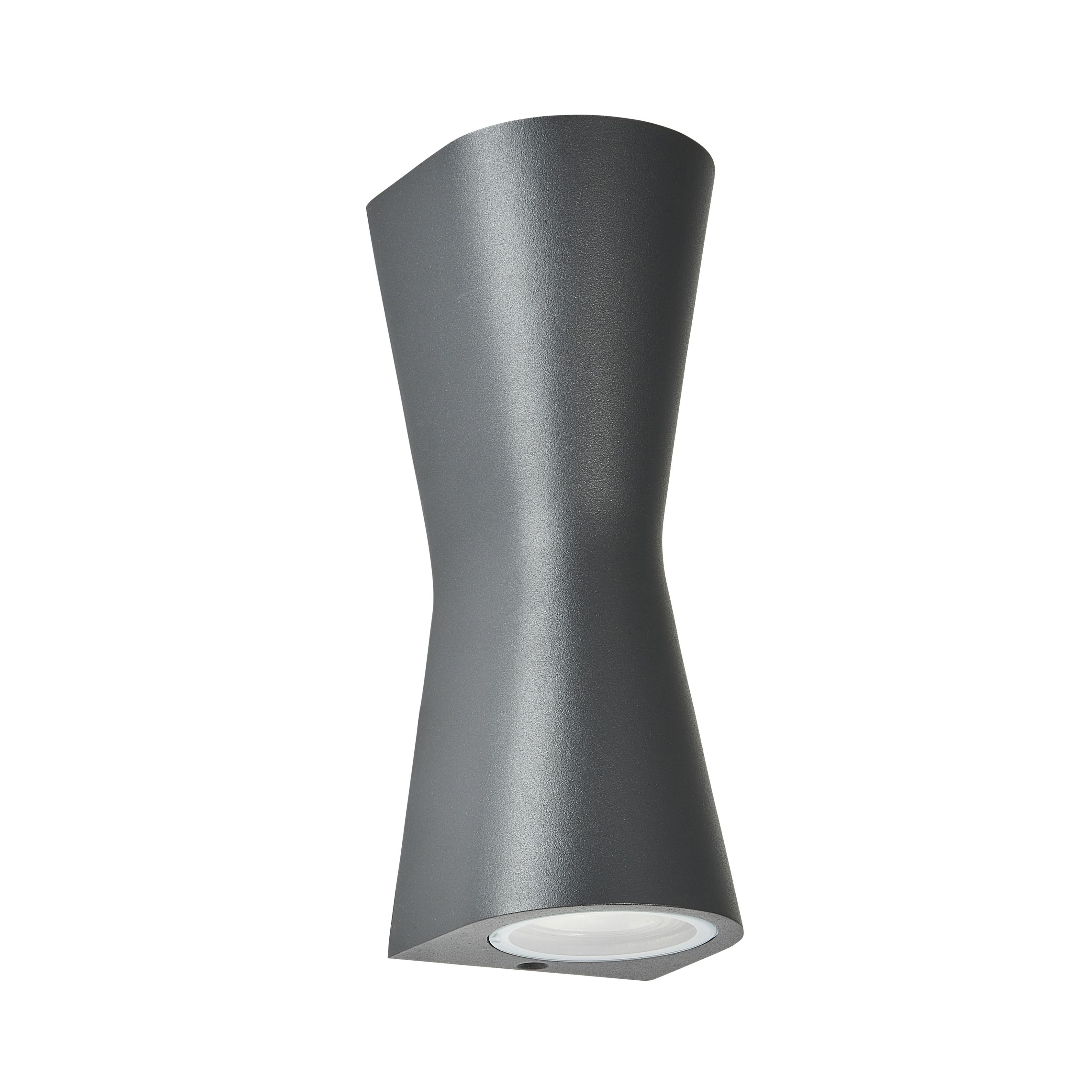 Zinc Vanir Fixed Matt Anthracite Charcoal effect Mains-powered LED Outdoor Cone Wall light (Dia)8cm