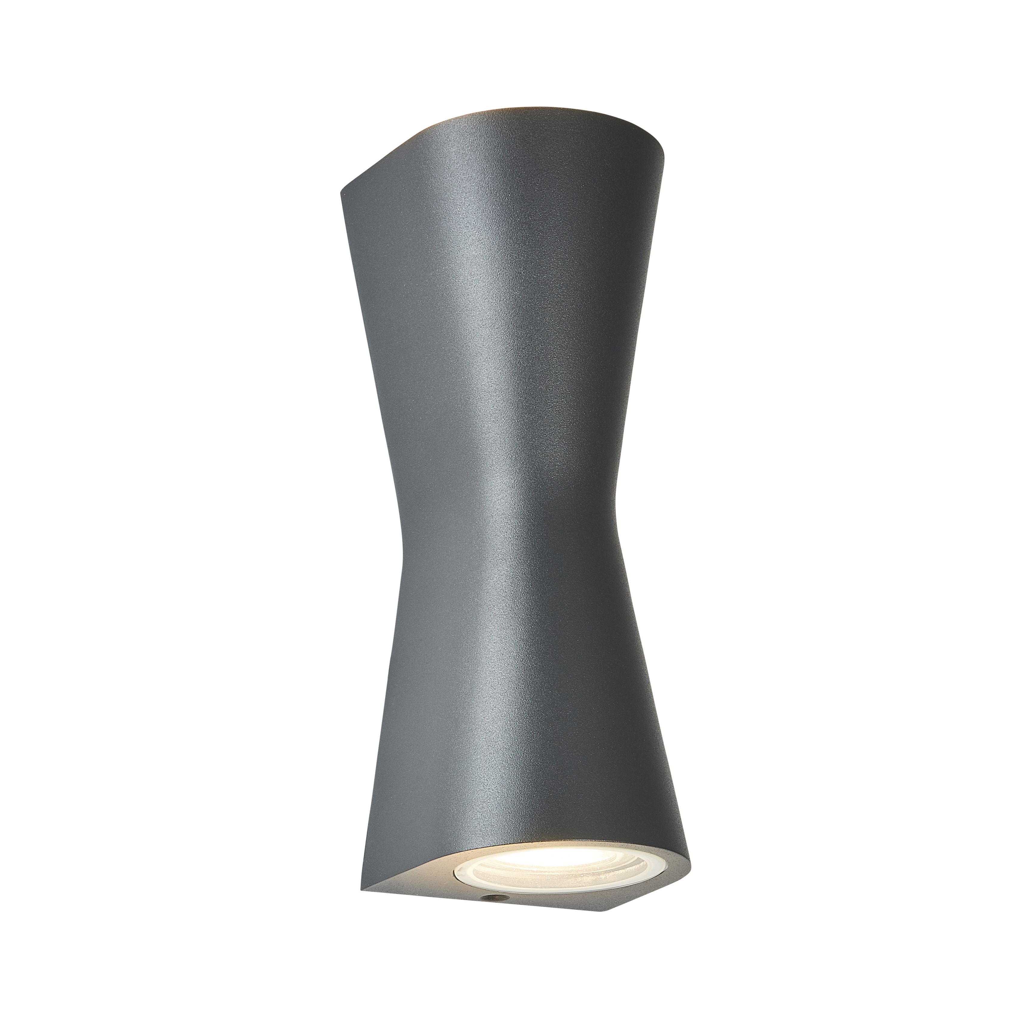 Zinc Vanir Fixed Matt Anthracite Charcoal effect Mains-powered LED Outdoor Cone Wall light (Dia)8cm