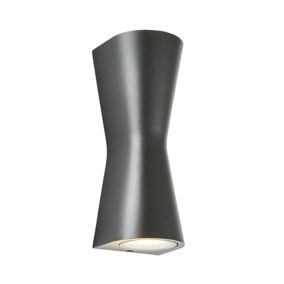 Zinc Vanir Fixed Matt Black Mains-powered LED Outdoor Cone Wall light (Dia)8cm