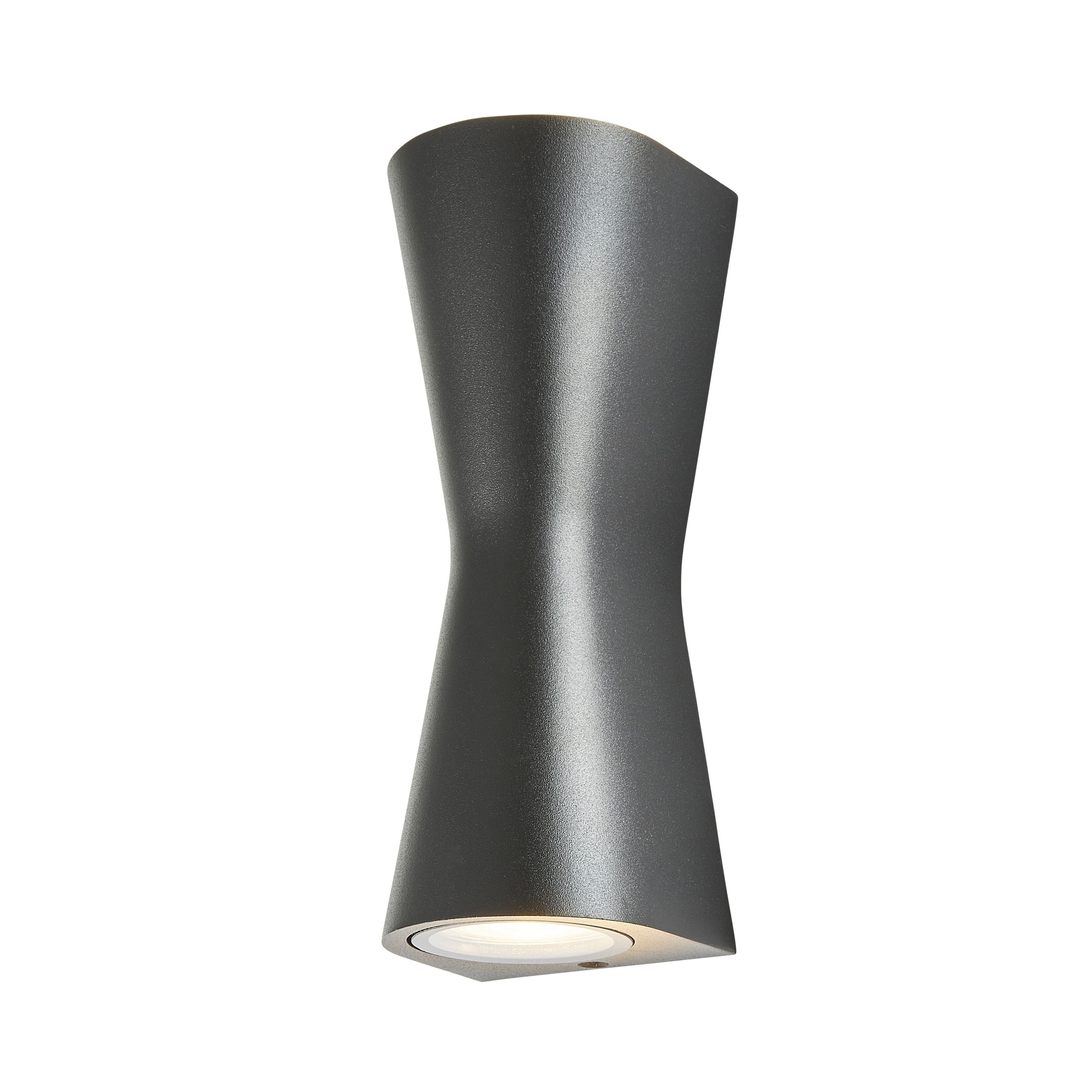 Zinc Vanir Fixed Matt Black Mains-powered LED Outdoor On/Off Wall light (Dia)8cm