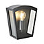 Zinc Viol Fixed Matt Black Mains-powered LED Outdoor Curved Wall lantern (Dia)22cm