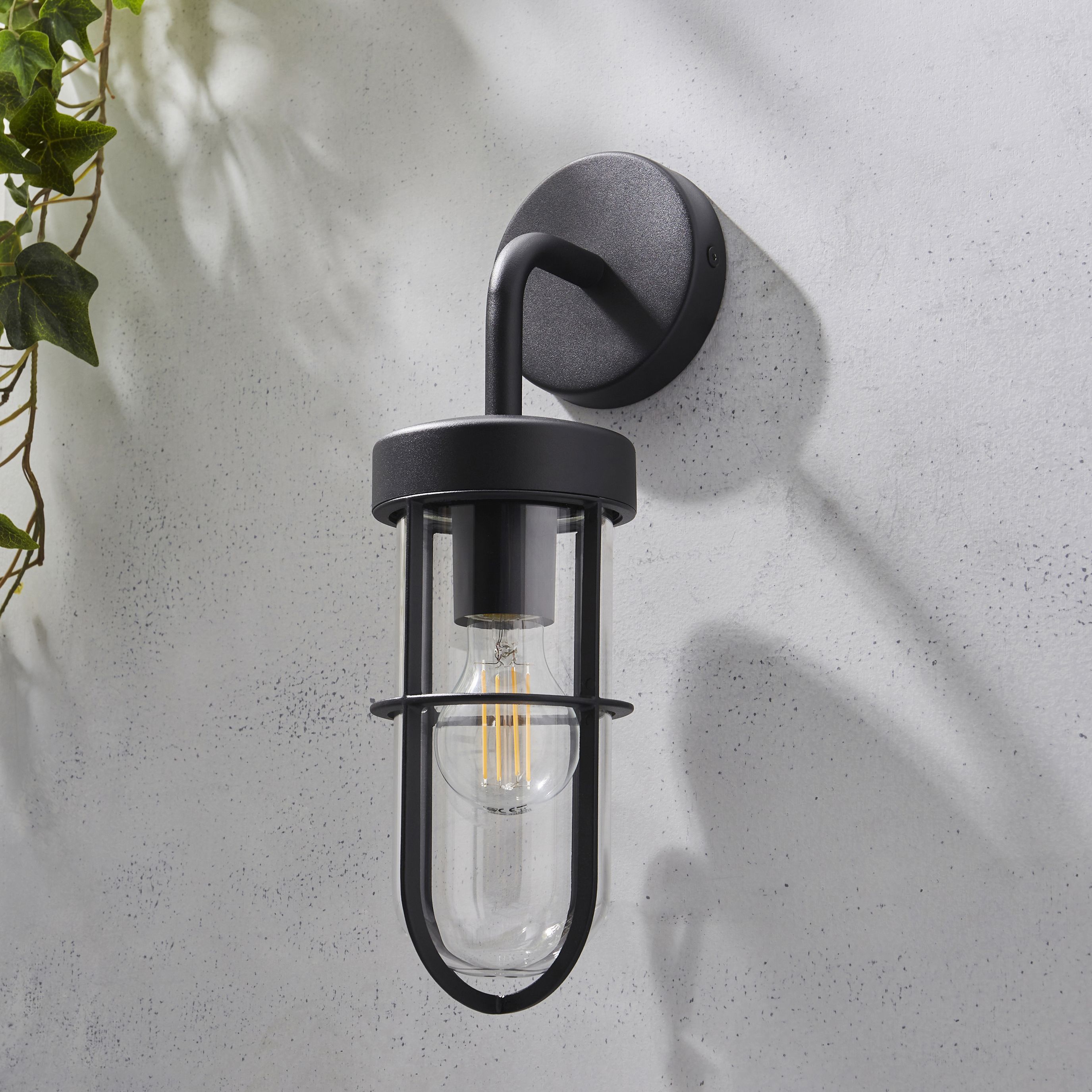 Zinc Westport Matt Black Mains-powered LED Outdoor On/Off Wall light ...