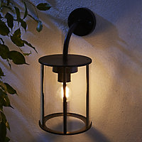 Zinc Wicklow Fixed Matt Black Mains-powered LED Outdoor Lantern ON/OFF Wall light (Dia)21cm