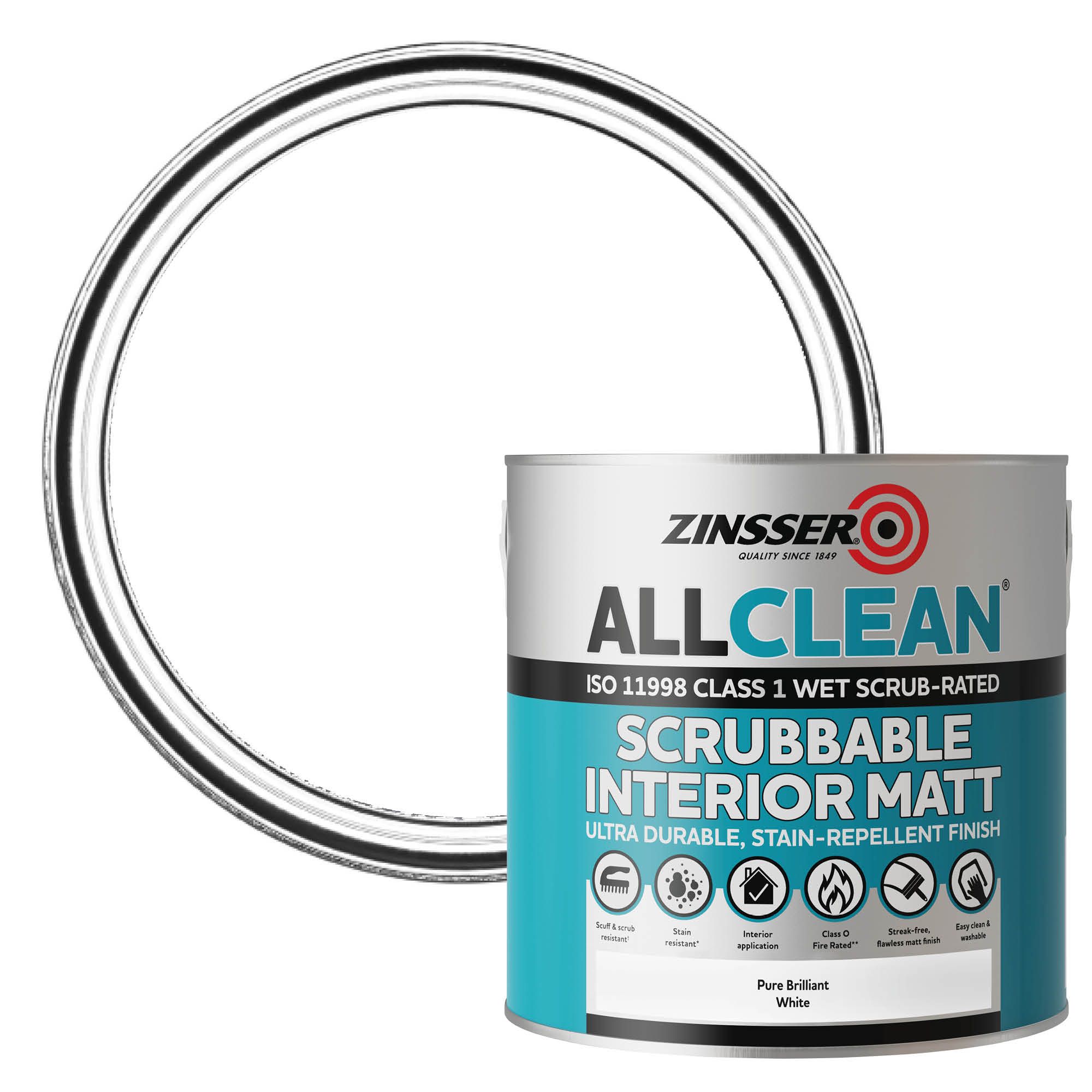 Zinsser AllClean White Matt Wall paint, 2.5L | DIY at B&Q