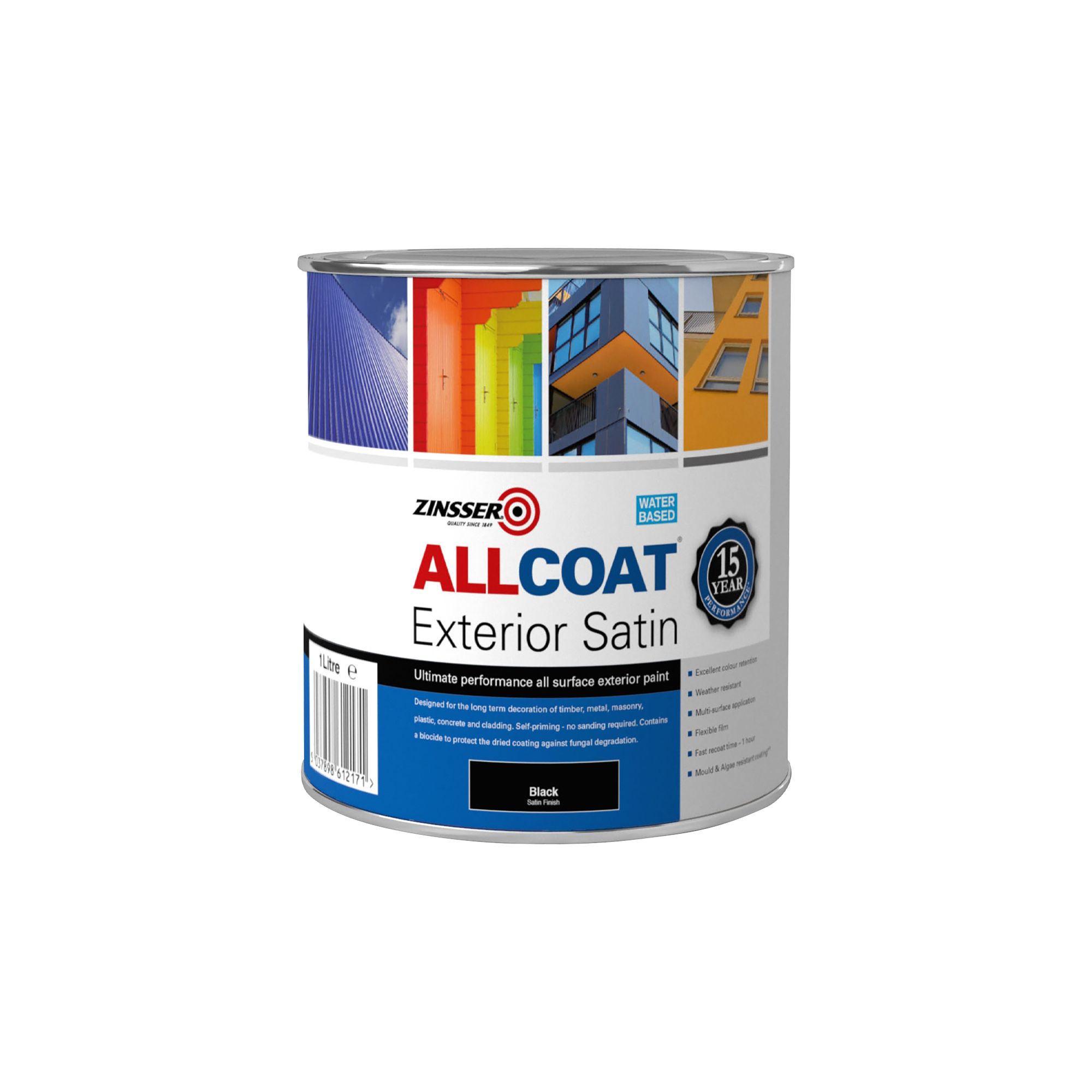 Zinsser AllCoat Black Multisurface paint, 1L DIY at B&Q