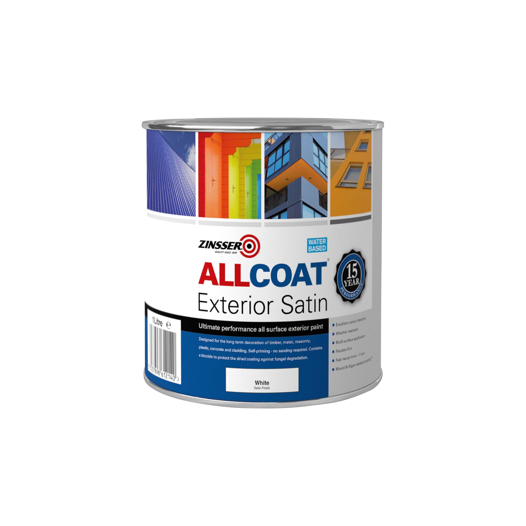 Zinsser AllCoat White Satin Multi-room Multi-surface paint, 1L