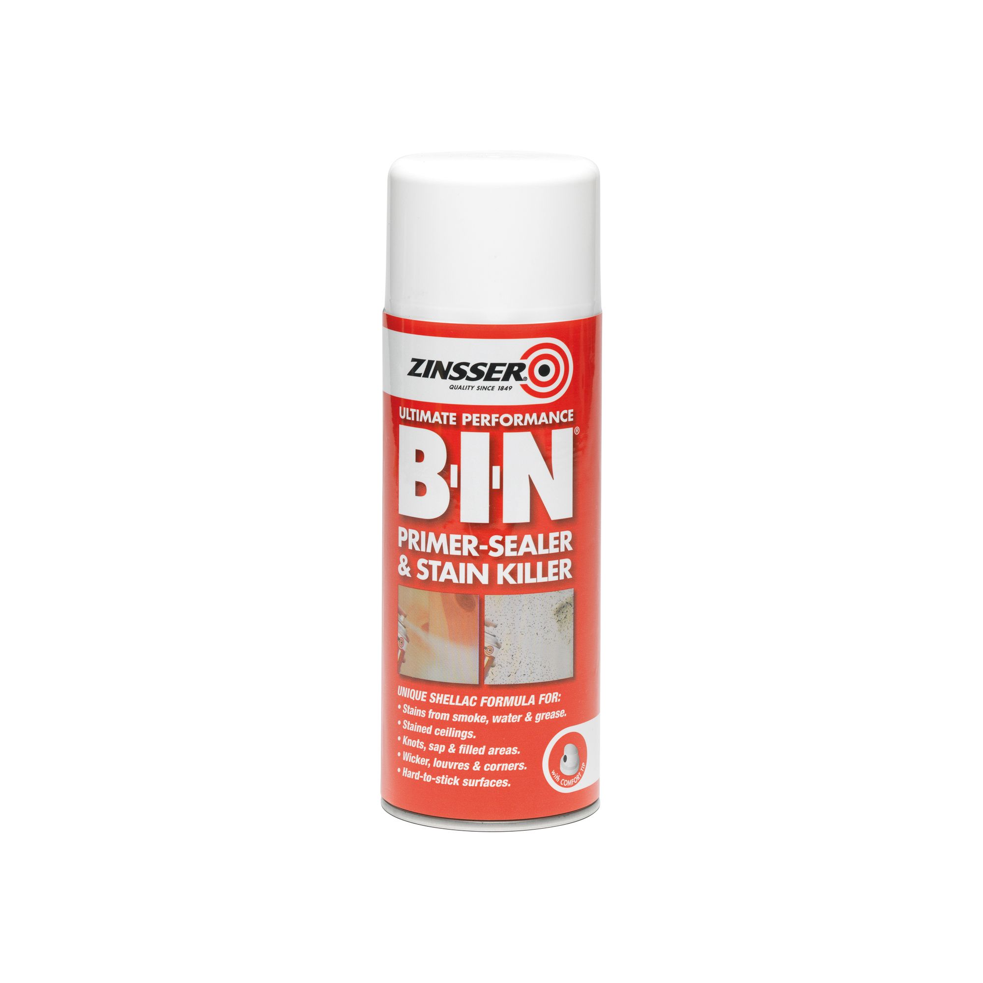 Zinsser BIN Off white Matt Primer & undercoat Spray paint, 400ml