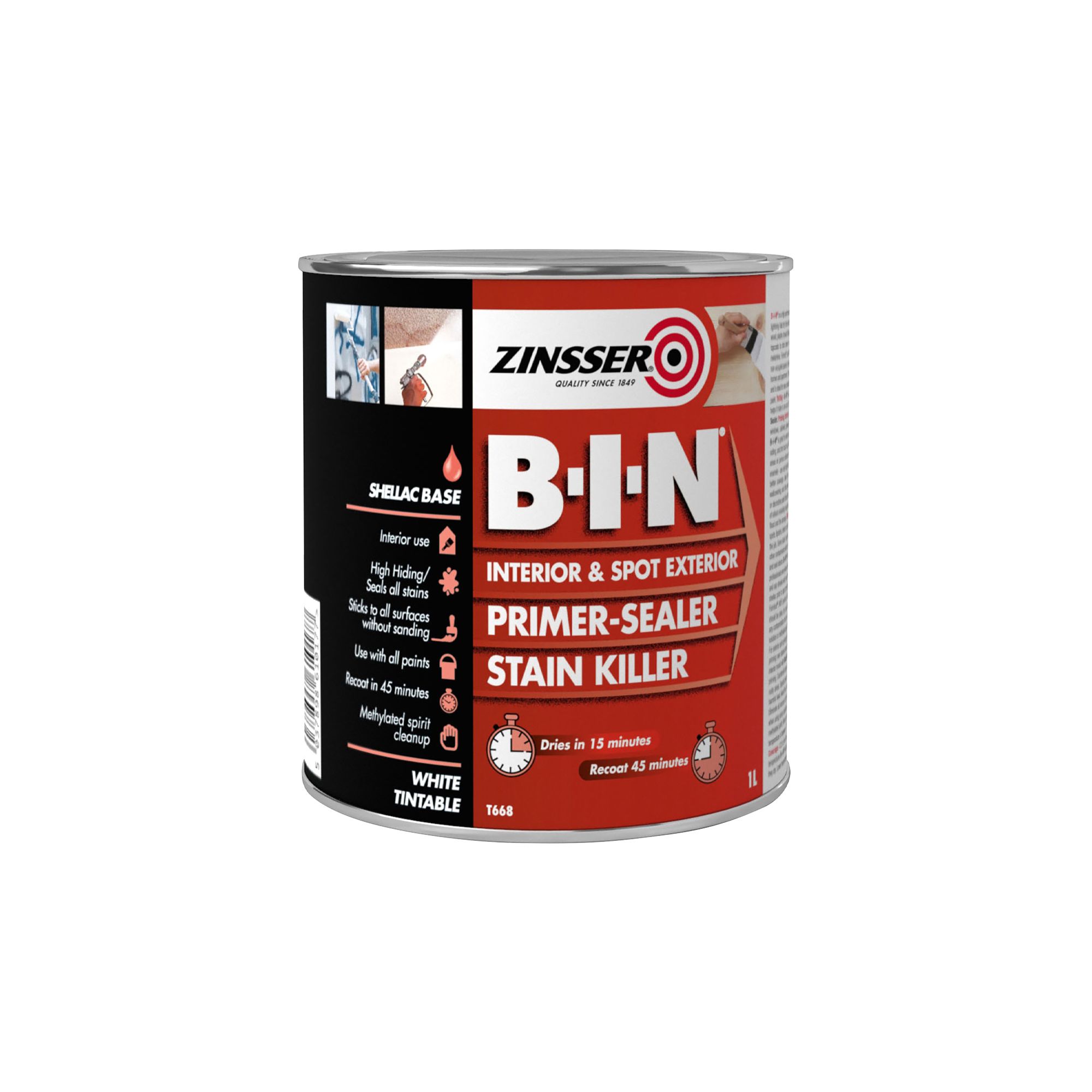 Zinsser B-I-N White Multi-surface Matt Primer, 1L | DIY At B&Q