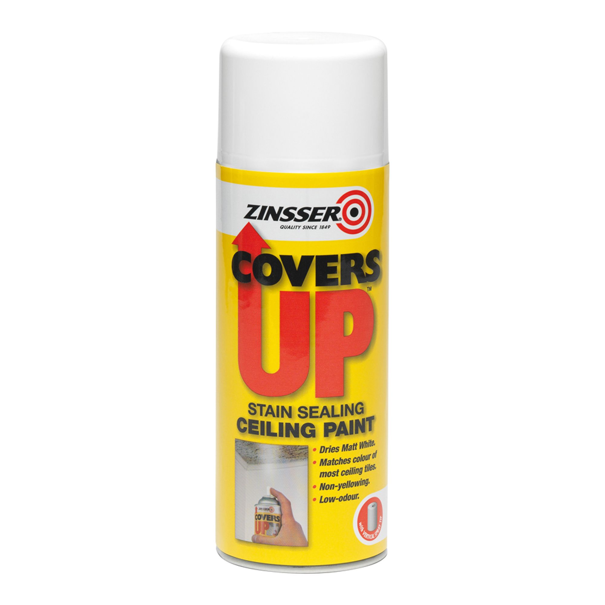Zinsser Covers up White Matt Ceiling Sealer Spray paint, 400ml