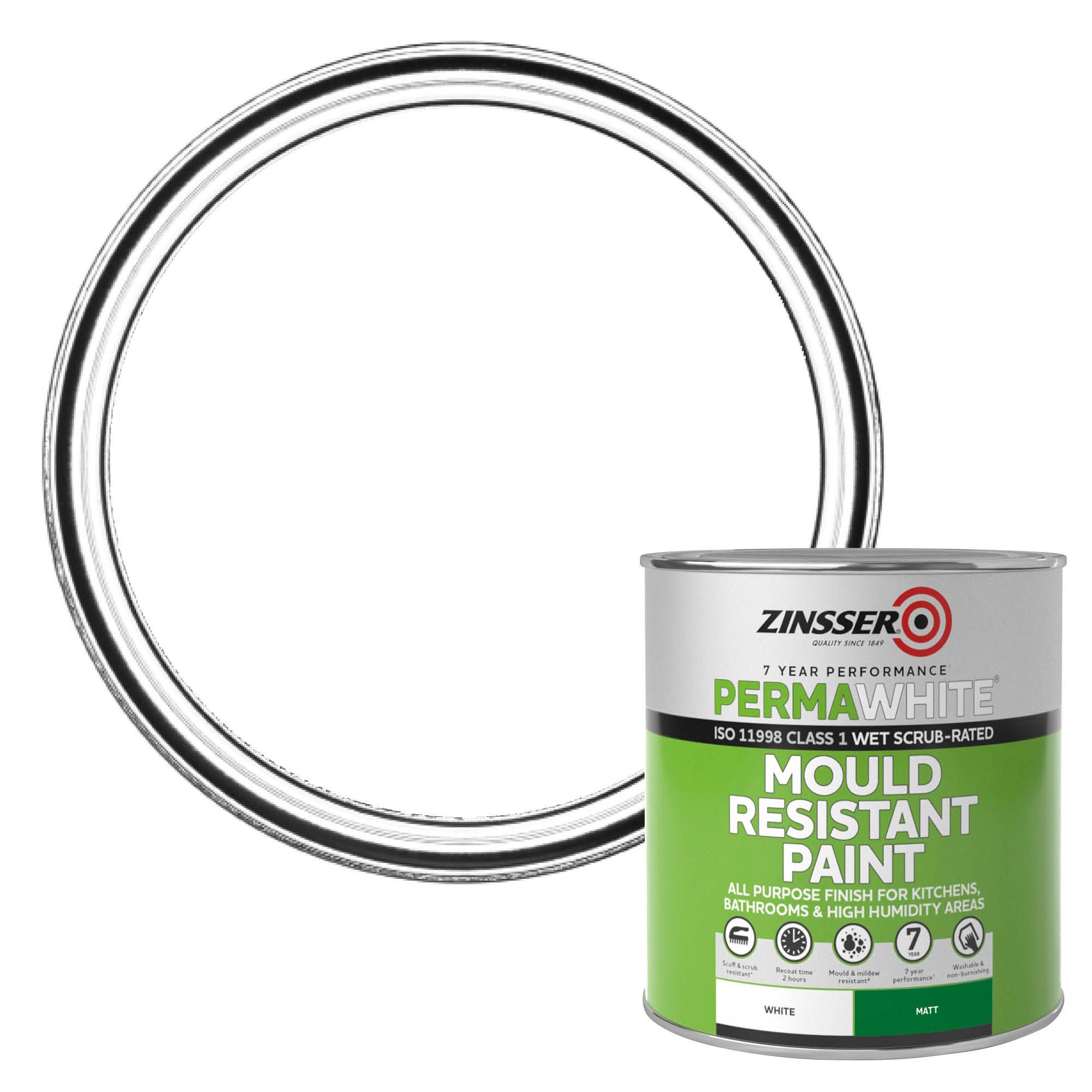 Zinsser PermaWhite Matt Interior Antimould paint, 1L DIY at B&Q