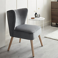 Zorita Grey Velvet effect Occasional chair (H)830mm (W)650mm (D)715mm