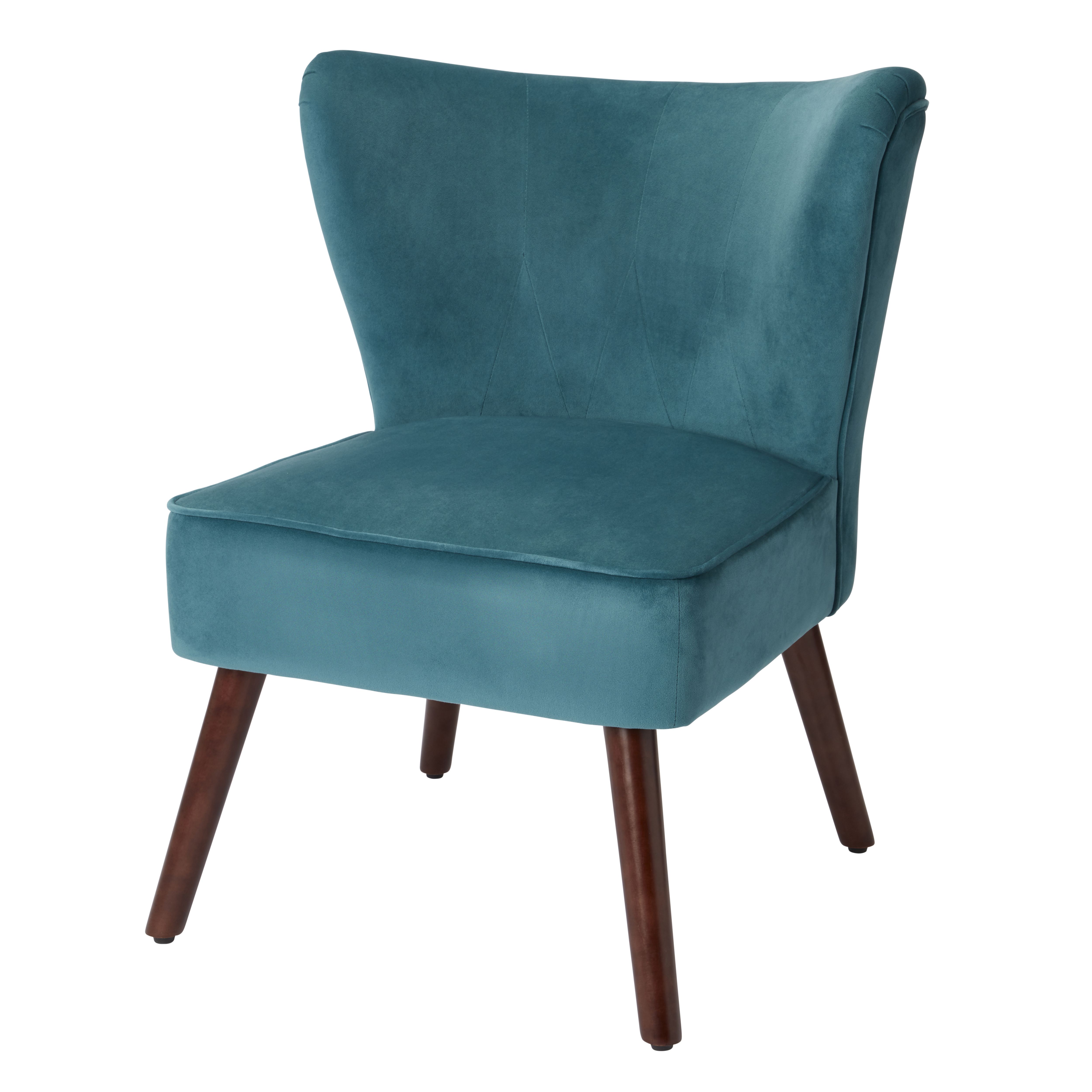 Zorita Teal Velvet effect Occasional chair H 830mm W 650mm D