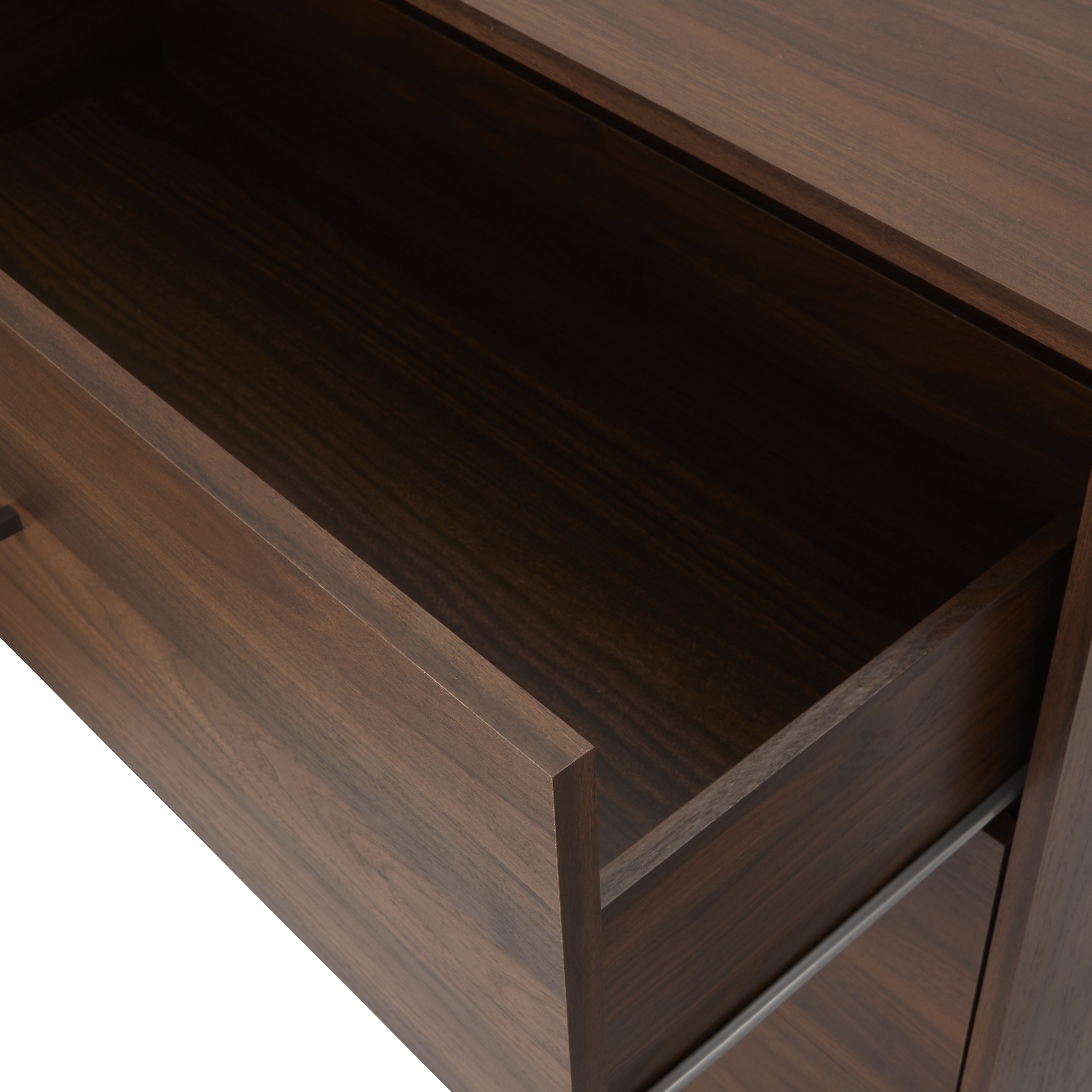 Zorras Matt walnut effect 3 Drawer Industrial Deep Chest (H)950mm (W)850mm (D)400mm