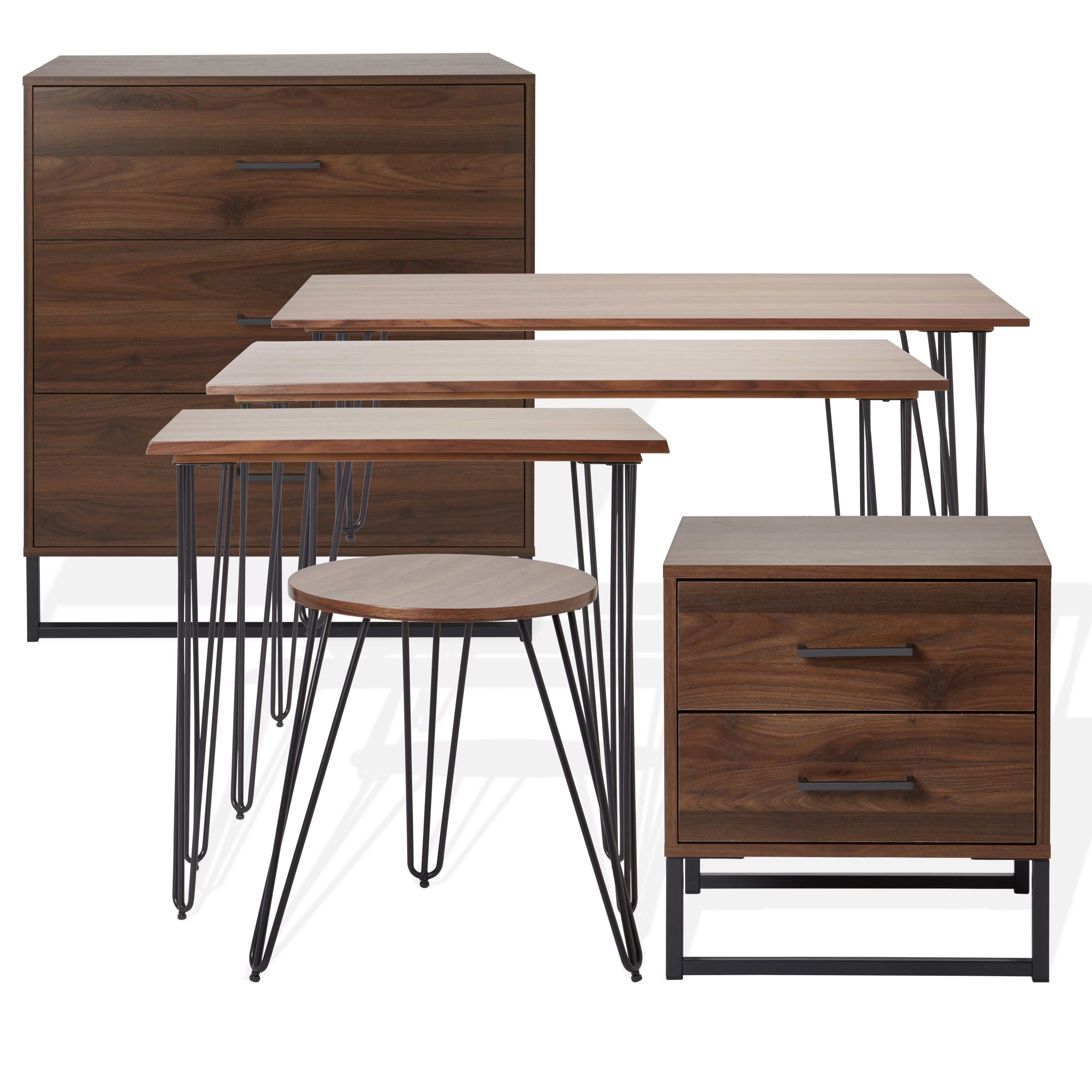 Zorras Matt walnut effect Side table (H)50cm (W)48.3cm (D)48.3cm