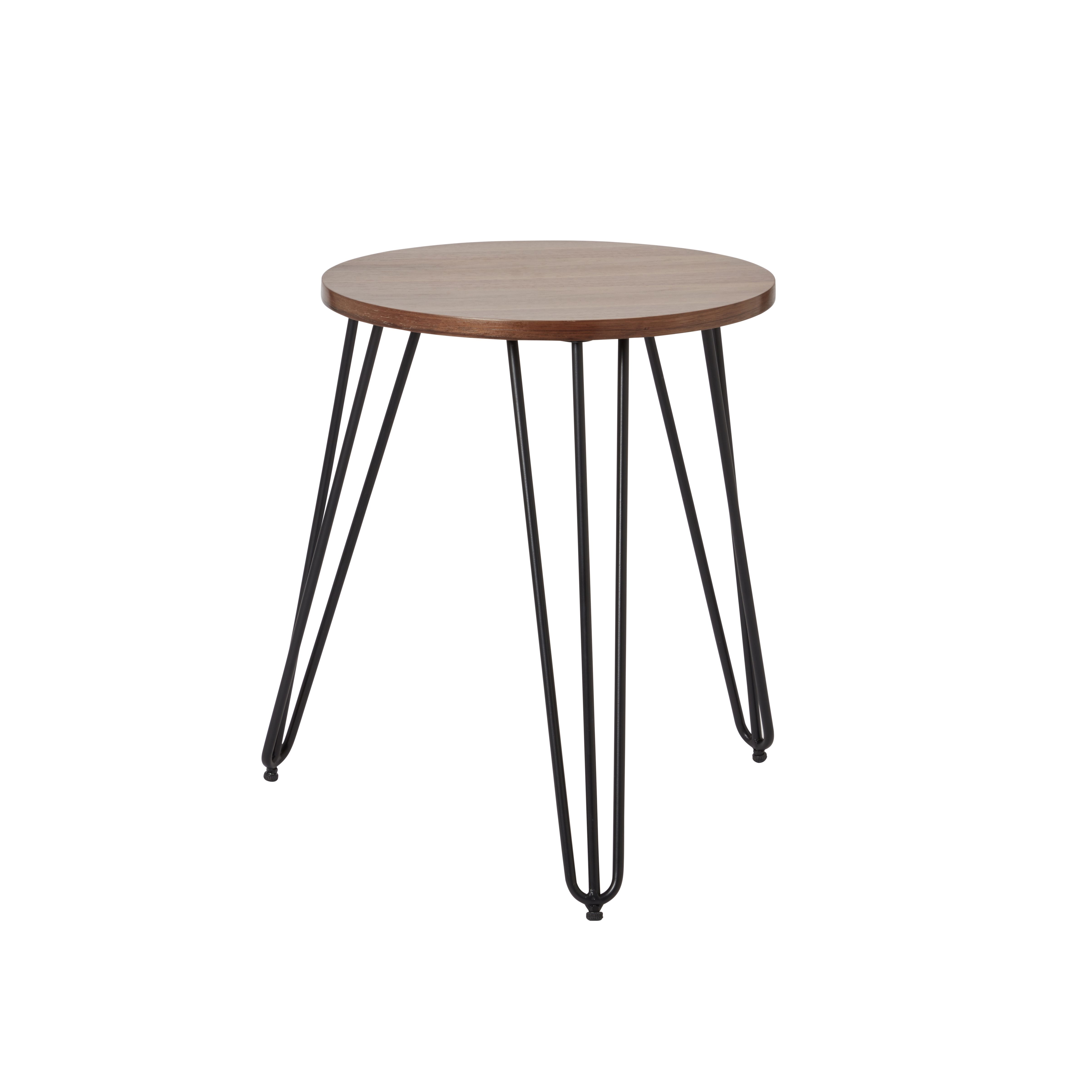 Zorras Matt walnut effect Side table (H)50cm (W)48.3cm (D)48.3cm