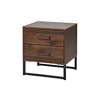 Zorras Walnut effect 2 Drawer Non extendable Bedside table (H)500mm (W)460mm (D)400mm