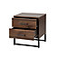 Zorras Walnut effect 2 Drawer Non extendable Bedside table (H)500mm (W)460mm (D)400mm