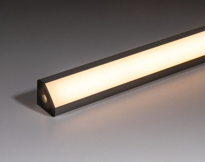 ( 3 part) 18mm x 18mm (W x H) Angled LED Profile with Black PC Diffuser ...
