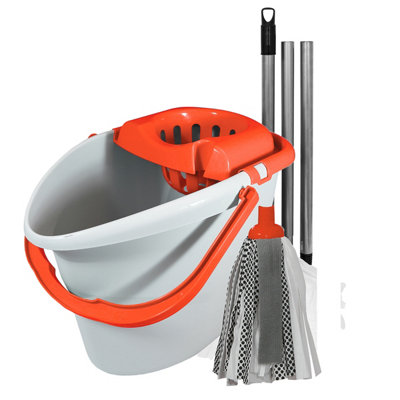 'Brights' Microfibre Mop & Bucket Set Orange Floor Cleaning Set