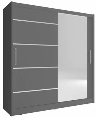  Elegant Maja I Alu Sliding Door Wardrobe H2000mm W1800mm D620mm in Grey - Contemporary Storage Solution