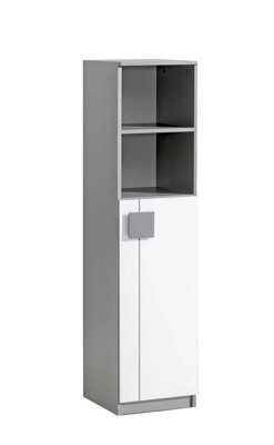 "Gumi G10 Tall Cabinet - Compact and Safe Storage in White Matt & Anthracite , H1500mm W350mm D400mm