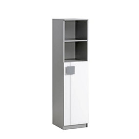"Gumi G10 Tall Cabinet - Compact and Safe Storage in White Matt & Anthracite , H1500mm W350mm D400mm