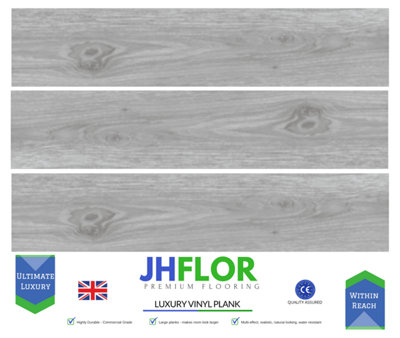 (JH01 Light Grey) 36pcs/5m² Luxury Vinyl Tiles (LVT) Self Adhesive Wood Look Flooring Kitchen Bathroom