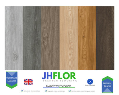 (JH01 Light Grey) 36pcs/5m² Luxury Vinyl Tiles (LVT) Self Adhesive Wood Look Flooring Kitchen Bathroom
