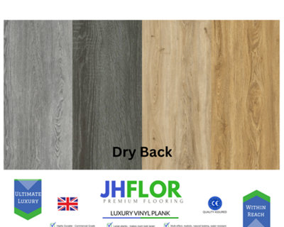 (JH02 Dark Grey) 36pcs/5m² Luxury Vinyl Tiles LVT DRY BACK Wood Look Flooring Kitchen Bathroom - 3