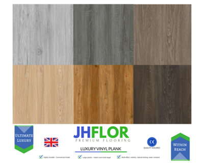 (JH03 Rustic) 36pcs/5m² Luxury Vinyl Tiles LVT DRY BACK Wood Look Flooring Kitchen Bathroom - 3