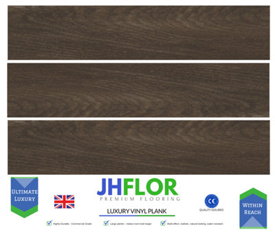 (JH06 Dark Oak) 36pcs/5m² Luxury Vinyl Tiles LVT DRY BACK Wood Look Flooring Kitchen Bathroom