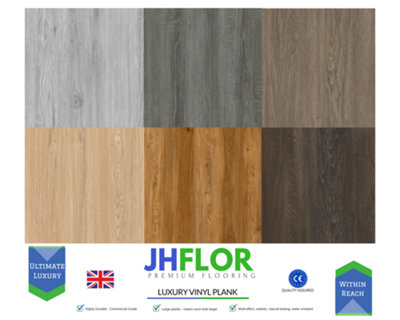 (JH06 Dark Oak) 36pcs/5m² Luxury Vinyl Tiles LVT DRY BACK Wood Look Flooring Kitchen Bathroom