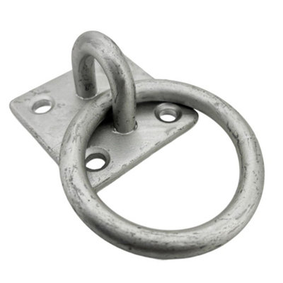 (Pack of 4) Galvanised Steel 50mm x 50mm Mooring Ring / Ring & Staple ...