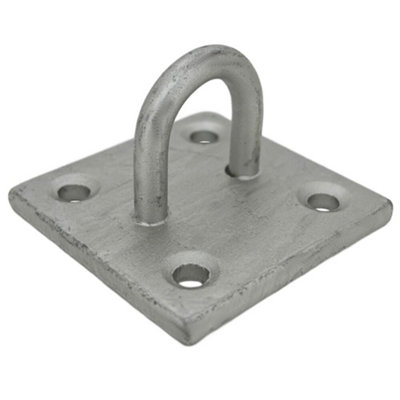 (Pack of 4) Galvanised Steel 50mm x 50mm Staple Eye Plate Deck Eye Wall ...