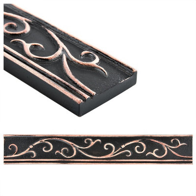 (PACK OF 5) Niche Tiles Cypress Metal Antique Copper 4.5cm. x 30cm. Border Wall Accent Tile Trim
